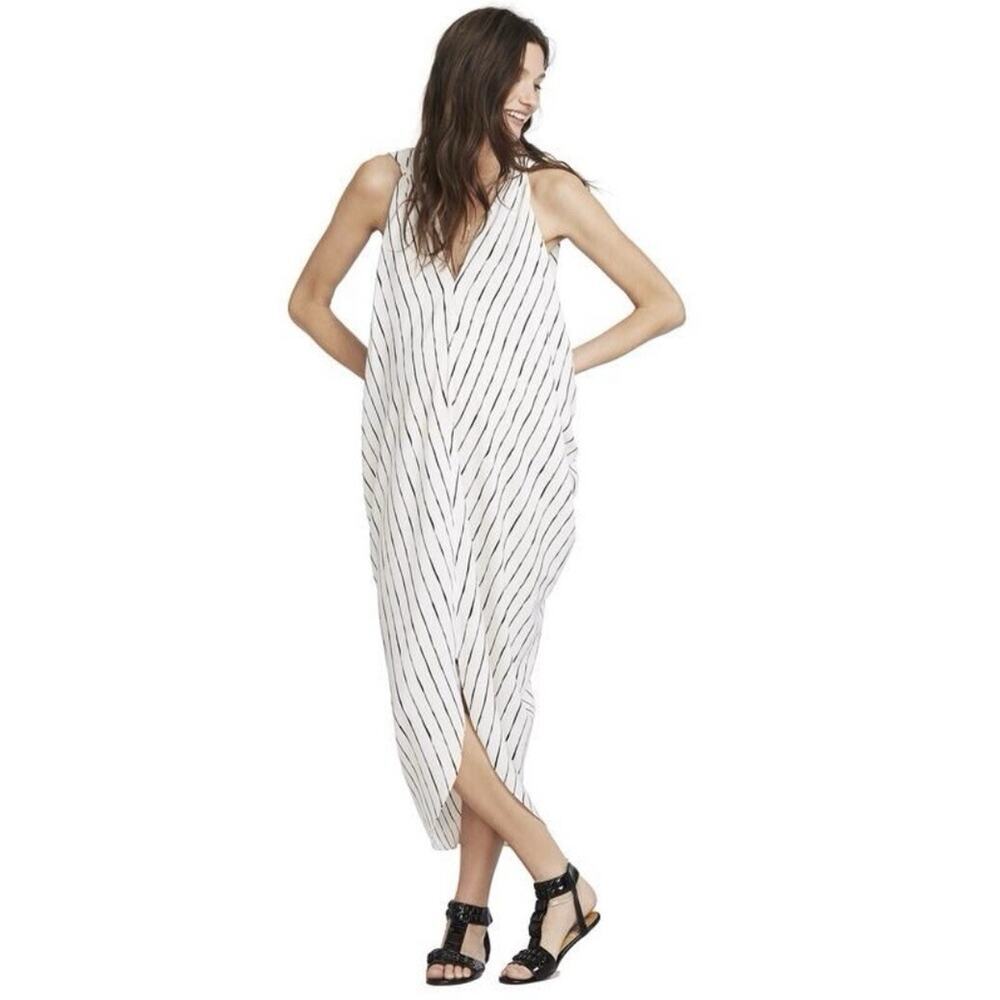 Hatch White Maxi Stripe V‑Neck Midi Dress